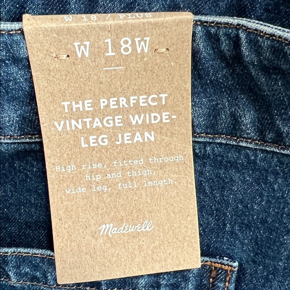 NWT Madewell The Perfect Vintage Wide Leg Jeans size 18W - Picture 4 of 9